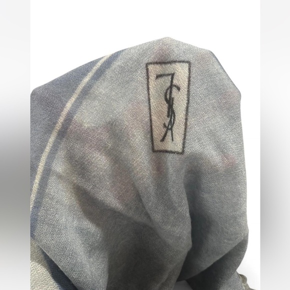 YSL fringe blue large scarf - Picture 3 of 4